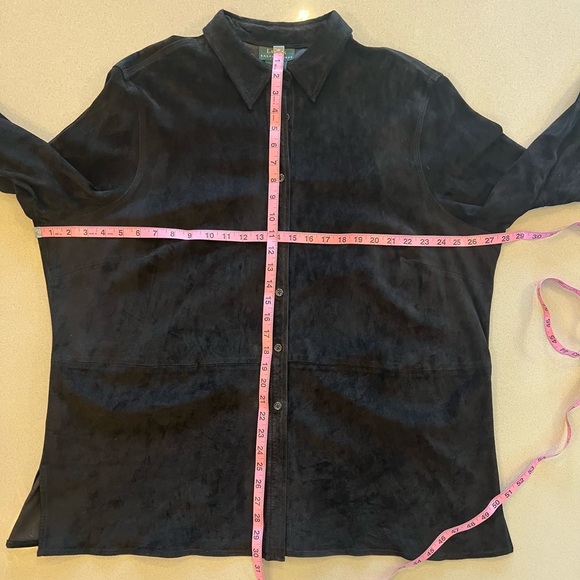 Vintage Ralph Lauren Black Leather Suede Jacket / Shirt 3X Plus Size Shacket - Picture 13 of 16